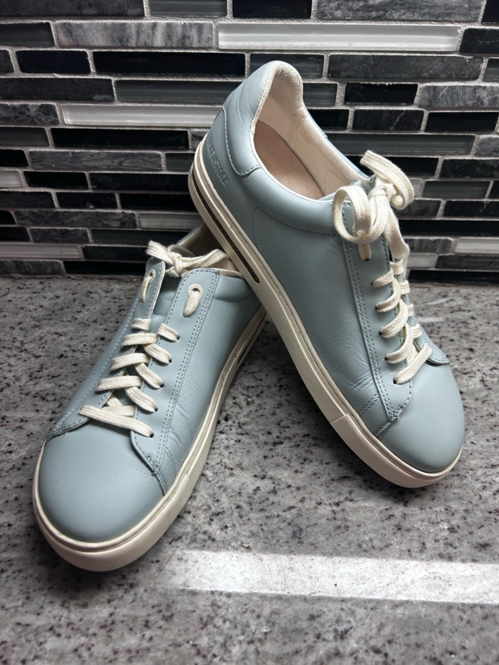 Birkenstock womens Light Blue Bend Low Leather  Sneakers - size 8==mens size 6